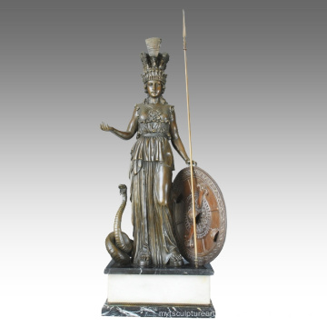 Mythology Figure Bronze Sculpture Athena Home Decor Brass Statue TPE-113